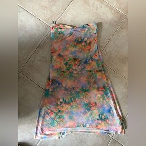 AFRM Lucile strapless midi dress floral "Fog Field" size small NWT